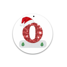 Christmas 26 Letter Ornaments, Christmas Initial with Red Hat Christmas Tree Ornaments, 26 Letter Hanging Pendant Ornaments for Xmas Tree Decorations