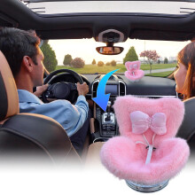 Doll Car Seat for 17cm Dolls, Air Vent Clip & Desktop Stand, Cute Pink Bowknot Ornament – Compatible with 17cm Dolls