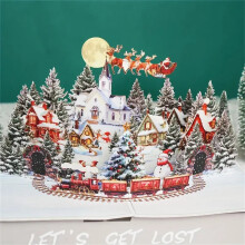 3D Christmas Card with Holiday Scene, Interactive Seasonal Greeting Card for Family and Friends