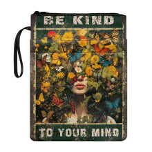 Mental Health Book Protector with Waterproof Polyester Fabric Washable Easy Carry Book Case for Notebook Book Protection Class Office Pocket