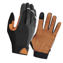 Rutschfeste Fahrrad- und Motorradhandschuhe mit vollem Fingerschutz, Touchscreen-kompatibel, Schwarz und Gelb, Größe M