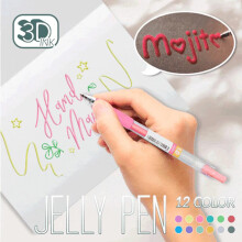 3D Jelly Pen,12 Colors 3D Three-Dimensional Jelly Pen 1.0mm Painting Set Color Graffiti Marker Pen Press Hand Marker 10ml