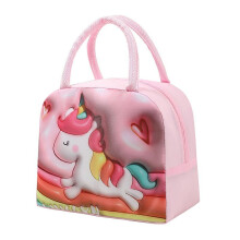 Sac à bento en liquidation : Poney rose gonflé et chiot marron - Sac à lunch isotherme (isolation 3D) - Compatible avec les boîtes à bento