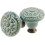 12Pcs Round Ceramic Drawer Knobs Cabinet Furniture Handle Vintage Flower Pattern Knobs, with Mounting Screws,Green 3
