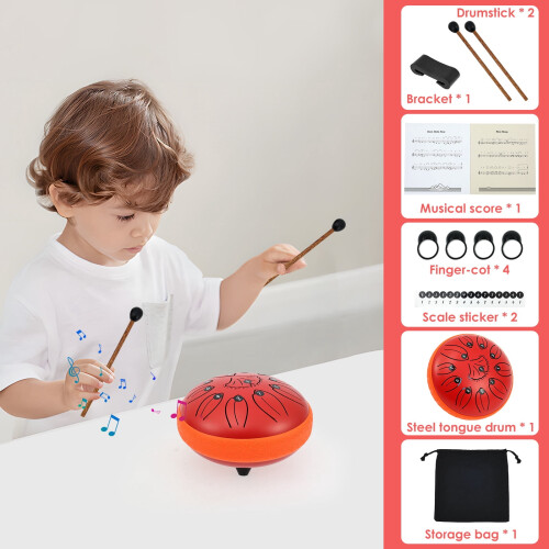 Μουσικό τύμπανο Tongue Drum, μεταλλικό τύμπανο με μπαγκέτα και μουσικό βιβλίο για 2
