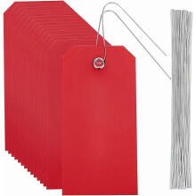 100Pcs 4.7x2.4" Blank Red Waterproof PVC Shipping Tags with Hang Eyelet – Compatible with DIY Name Cards, Luggage, Handbags