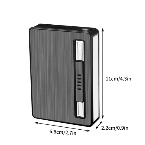 Portable Cigarette Case with Torch Lighter, Windproof Refillable Double Jet Lighter for 20 Regular Cigarettes – Compatible with Standard Cigarettes 2