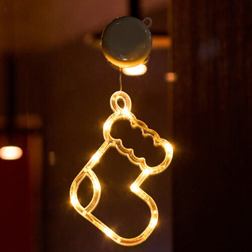Battery-Powered Christmas Window Lights With Timer & Suction Cups - Warm White