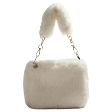 Flauschige Damen-Umhängetasche, lässige Plüsch-Handtasche, Alltagstasche (Weiß)