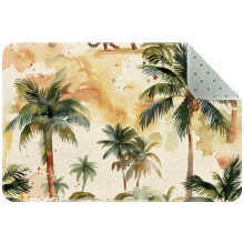 Washable Kitchen Rug with Palm & Leopard Design – Non-Slip Indoor Door Mat for Entryway, Bathroom, Bedroom – Compatible with All Floors