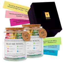 Bible Verses Jar – 2pc Inspirational Christian Gift for Women & Men, Color-Coded Devotionals, Compatible with Catholic Faith