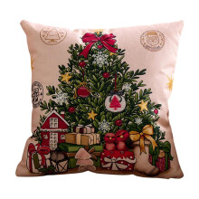 Housse de coussin de Noël 45 x 45 cm, cadeau de Noël, motif sapin de Noël aquarelle hivernal champêtre, pour décorer canapé et fauteuil.