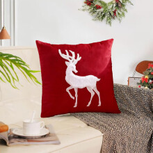 Taie d'oreiller brodée de Noël améliorée 45 x 45 cm (17,71 x 17,71 po) - Idéale pour la décoration de Noël et des fêtes d'hiver - Convient