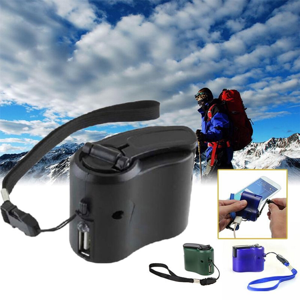 Hand Crank Charger Safe Charging Usb Port Mobile Phone Tablet Manual Emergency Dynamo For Outdoor, Green 9087558663513