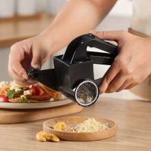 Stainless Steel Rotary Cheese Grater – Shreds Cheese, Ginger, Nuts & More; Adjustable Clamp & Ergonomic Handle