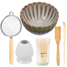 Matcha Bowl and Whisk Holder Premium Bamboo and Ceramic 500 ml Teacup Easy to Clean for DIY Matcha Starter Kit