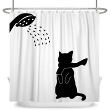 Rideau de douche Chat Noir, animal amusant pour salle de bain, imperméable, en polyester, décoration fantaisie pour enfants, avec crochets, 119 x