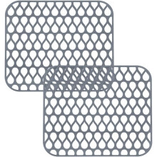 Silicone Sink Mat, Good Grips Non-slip Sink Protector for Kitchen Sink, Kitchen Sink Mat for Bottom of Farmhouse Sink(No Hole,Gray,2PCS)