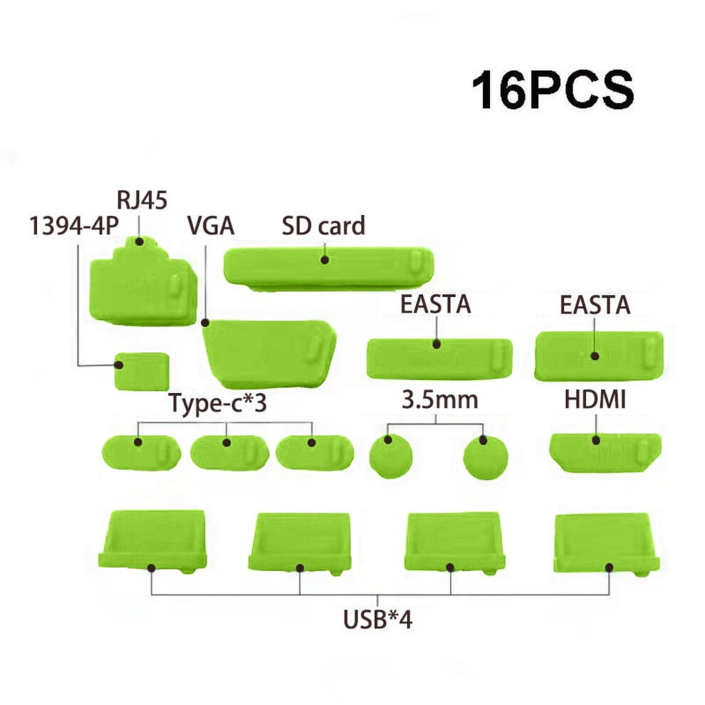 1Set/16Pcs Silicone Notebook Anti Dust Plug Cover Stopper Type C Laptop Dustproof Usb Port Hdmi Rj45 Interface Waterproof Cover 9087558665401
