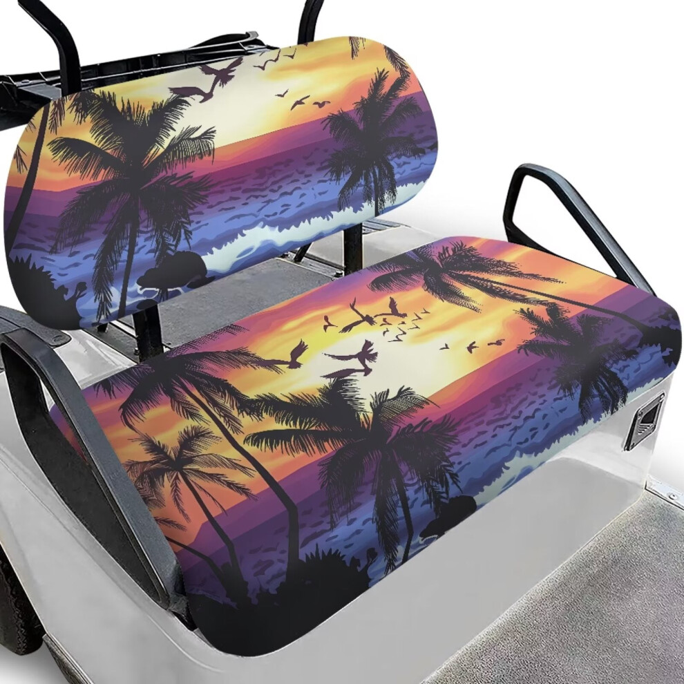 Golf Cart Seat Cushion W/ Non-Slip Backing & Beach Sunset Design Â Compatible With Ezgo, Yamaha, Club Car, Icon & More 2-Seat Carts 974856513123