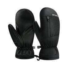 Waterproof Ski Mittens Ski Glove for Women Men Youth Winter Cold Weather Snow Gloves with Hands Warmer Zipper Pocket Black Free Size