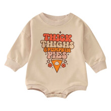 Baby Girl Boy Romper Bodysuit Long Sleeve Letter Pullover Romper Sweatshirt Bodysuit Khaki 6-12 Months
