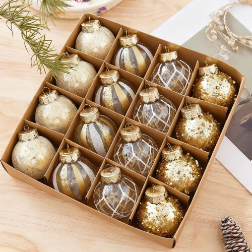 Champagne Black Gold Christmas Tree Ornaments Plastic