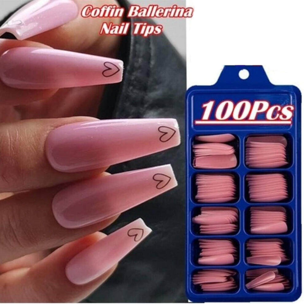 Breathable Reusable Fake Nails Ballerina Shape Manicure Fingernail Diy Decor Press On Fake Nails With Quality Abs Material Extra Long Coffin False