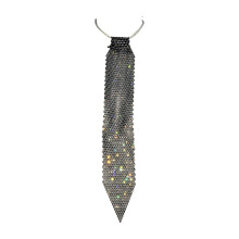 Sparkling Neck Tie Shiny Rhinestones Flat Mesh Style Metal Neck Straps Bling Necktie Christmas Gift Tie Parties Photography Props