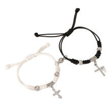 ROCKROK2Pcs Pararmbånd Justerbar Flettet Vennskapsarmbånd Kvinner Menn Smykker
