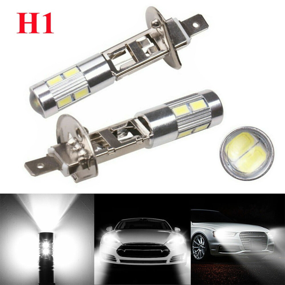 2X H1 6000K Super 5630 10Smd Led Head Bulb Fog Driving Drl Lamp White/Light 974856514144