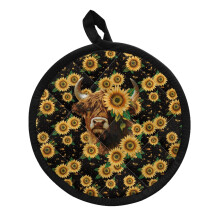Dessous de plat Tournesol et manique/gants de cuisine Vache des Highlands – Dessous de plat épais et isolant pour théière, idéal pour les