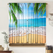 Rideaux occultants Ocean à motif de palmiers tropicaux, à œillets, 42 po x 54 po, pour chambre/salon/cuisine