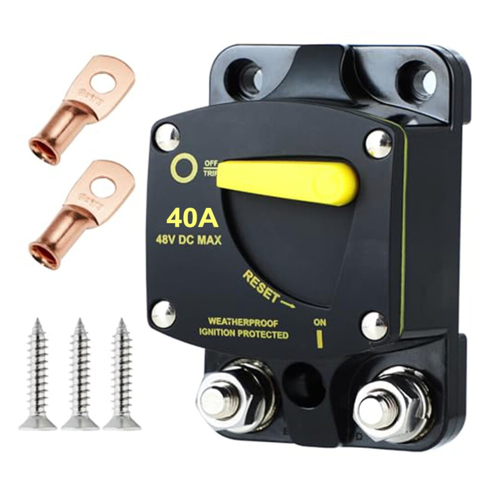 Circuit Breaker With Manual Reset Switch For Solar System12v-48V Dc Waterproof 40A 974856513949