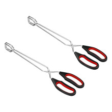 2-delige set roestvrijstalen keukentangen van 30 cm - Hittebestendige schaartang met siliconen handvat - voor koken, bakken, barbecueën en grillen