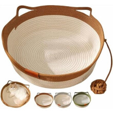 Durable Handwoven Cotton Rope Cat Basket, Foldable & Scratch-Resistant, Easy to Clean – Compatible with Small & Large Cats & Dogs
