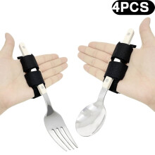 4Pcs Universal Cuff Utensil Holder Strap for Weak Grip, Parkinson's & Disabled – Compatible with Most Spoons/Forks (Utensils Not Included)