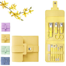 Portable 12/16PC Nail Clipper Set w/ Folding Leather Case, Stainless Steel, compatible with Sharp Clippers & Pedicure Tools