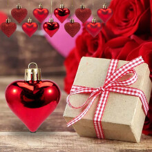 36pcs Red Heart Ornaments for Christmas Tree, Valentine's Day, Wedding, Mother's Day – Compatible with Standard Tree Hooks