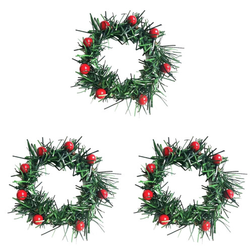Holly Berry Candle Ring Small Artificial Red Berries Wreath