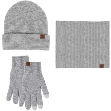 Hat Scarf Gloves Set 3 Pieces Warm Beanie Hat Thermal Circle Loop Scarf Touch Screen Gloves Winter Set