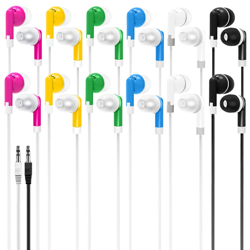 24-Pack Bulk Earbuds For Schools/Libraries/Hospitals Â 6 Colors, Individually Wrapped, 40" Tpe Cable, Hd Sound, Compatible With All Devices 9101399522638