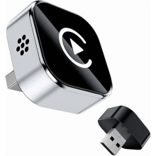 Wireless CarPlay Adapter compatible with iPhone & Android, 2025 Upgraded Mini USB, 2-in-1 Bluetooth Plug & Play for Car (Silver-C)