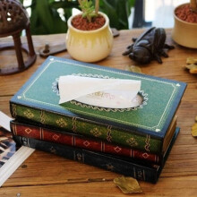 AuroraX Books Tissue Box Cover, Wood Stylish Decorative Paper Towel Holder, Thanksgiving Day Kitchen Living Room Dorm Decor (C)