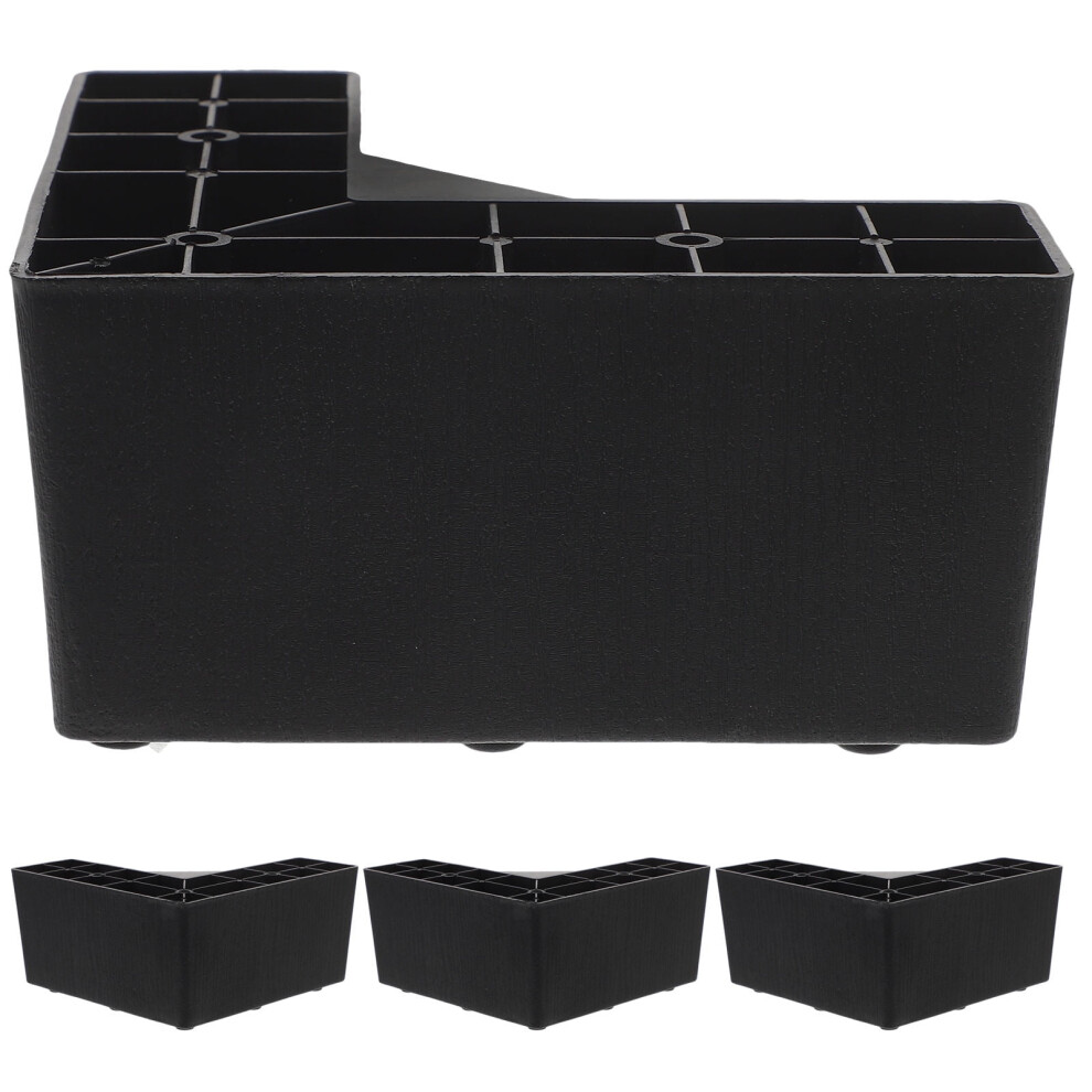 4Pcs Black Plastic Furniture Risers For Beds Couch Sofas With Scratch Resistant Design 9065194482682