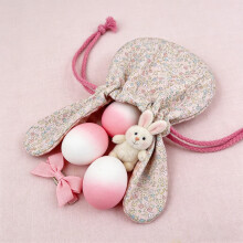 Cute Floral Drawstring Bag, Rabbit Ear Storage Pouch, Easter Party Favor Bag for Gifts, Small Item Storage, Portable Pouch, Festive Celebration(B)