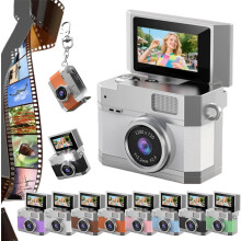 Mini digitalkamera med 180 vippeskjerm, HD-videoopptak med CCD, bærbar retrostil for reiser og vlogging – kompatibel med USB