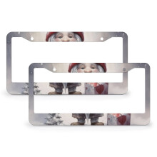 Valentine's Day Gnome License Plate Frame Set (2 pcs), Aluminum Car Tag Frames, Compatible with Standard Front Plates