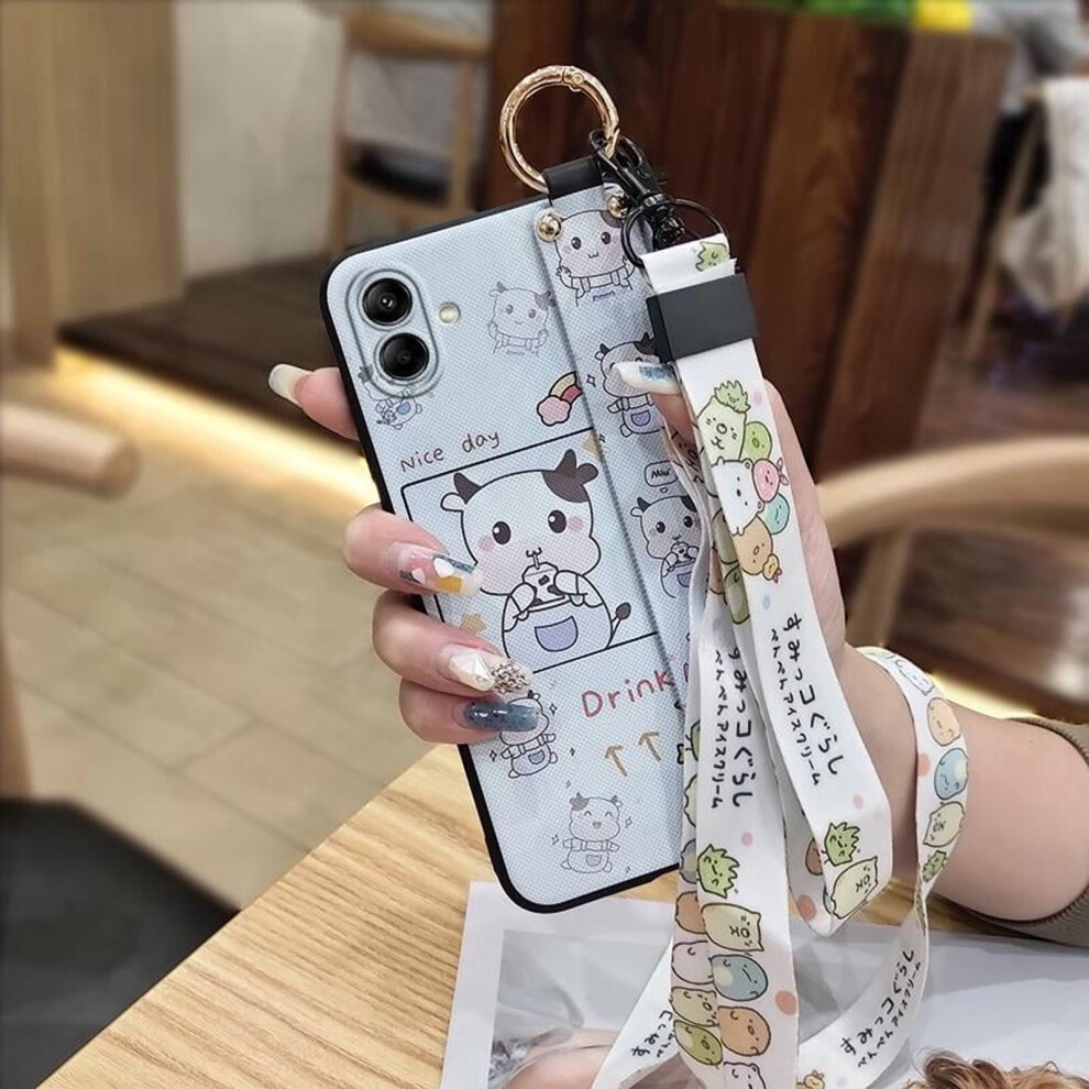 Phone Case Compatible With Samsung Galaxy A05/Sm-A055f Â Anti-Knock, Silicone, Kickstand, Wrist Strap, Dust-Resistant, Cute Cartoon Design 9065194482866