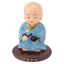 Solar‑Powered Waving Monk Car Ornament with Anti‑Slip Mats – Blue Home & Car Decor